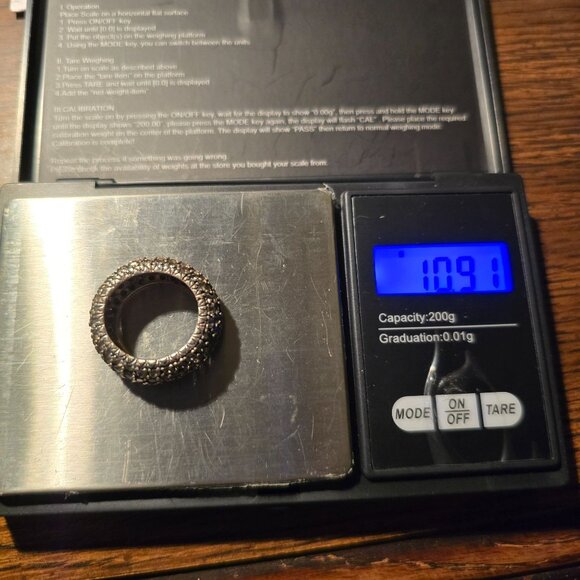 VTG Sterling Silver 925 Dome Eternity Ring Size 7 Quartz Crystal Pave Signed - Picture 11 of 11